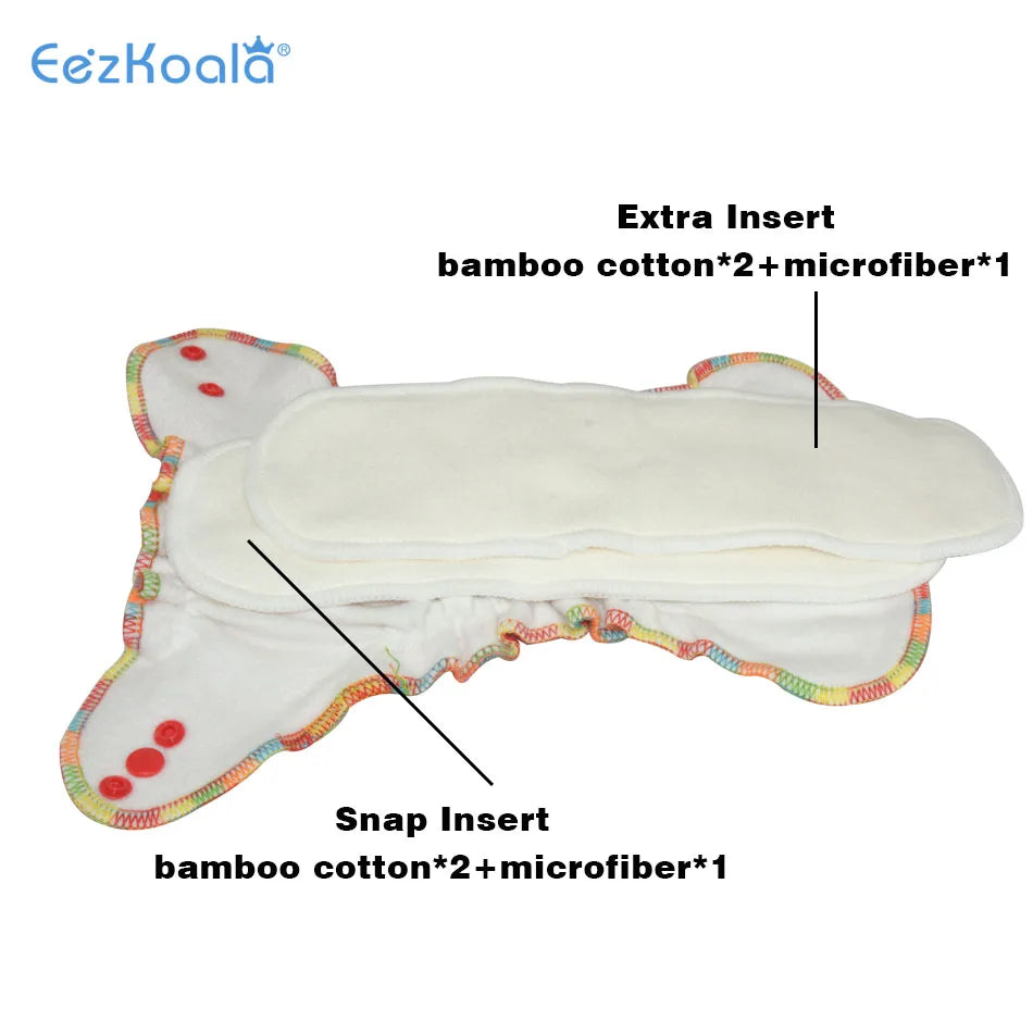 EezKoala Eco-Friendly Newborn Bamboo Velour Fitted  Cloth Diaper  Reusable Tiny AI2 Baby AIO Diaper Washable Fit 2.5-5kg Baby