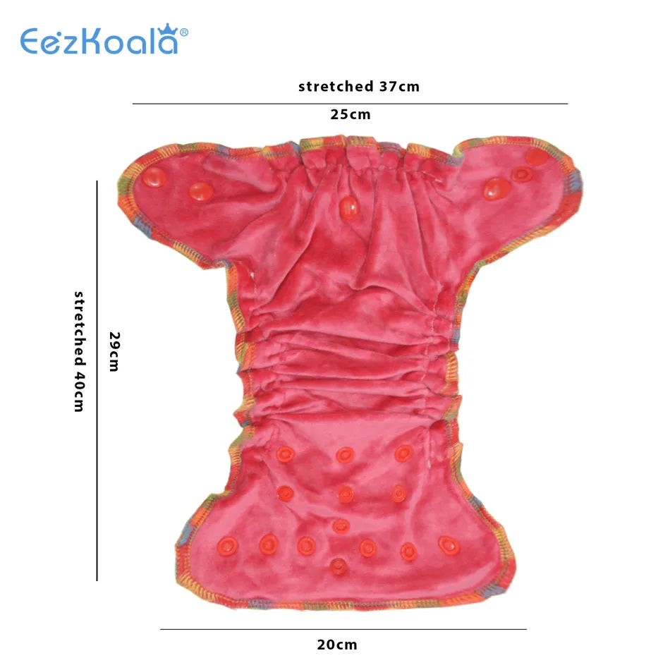 EezKoala Eco-Friendly Newborn Bamboo Velour Fitted  Cloth Diaper  Reusable Tiny AI2 Baby AIO Diaper Washable Fit 2.5-5kg Baby