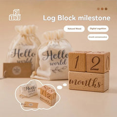 Eco-Friendly Wooden Baby Milestone Cubes - Newborn 1st Month Photo Props, Growth Memory Blocks for Infant Photography & Nursery